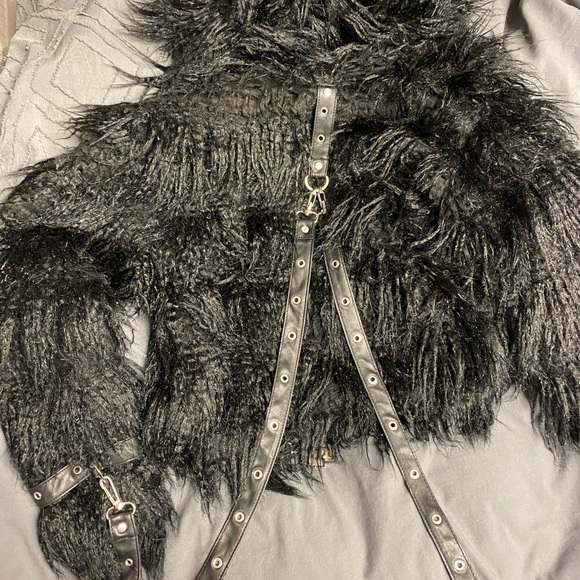 Killstar Glampire Faux Fur Coat with Strap Details (Read Desc. Custom Hardware) - Picture 11 of 13